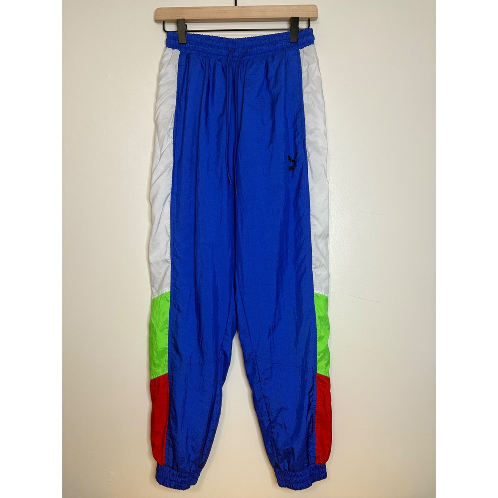 PUMA Tailored For Sport Pants Blue Colorblock Track Windbreaker S Retro